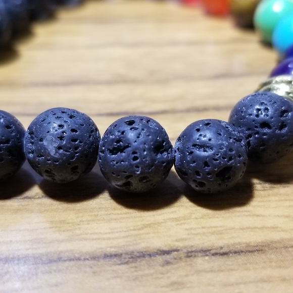 *Gold/Silver* 7 Charka Bracelet Lava Rock Bracelet - Picture 3 of 4